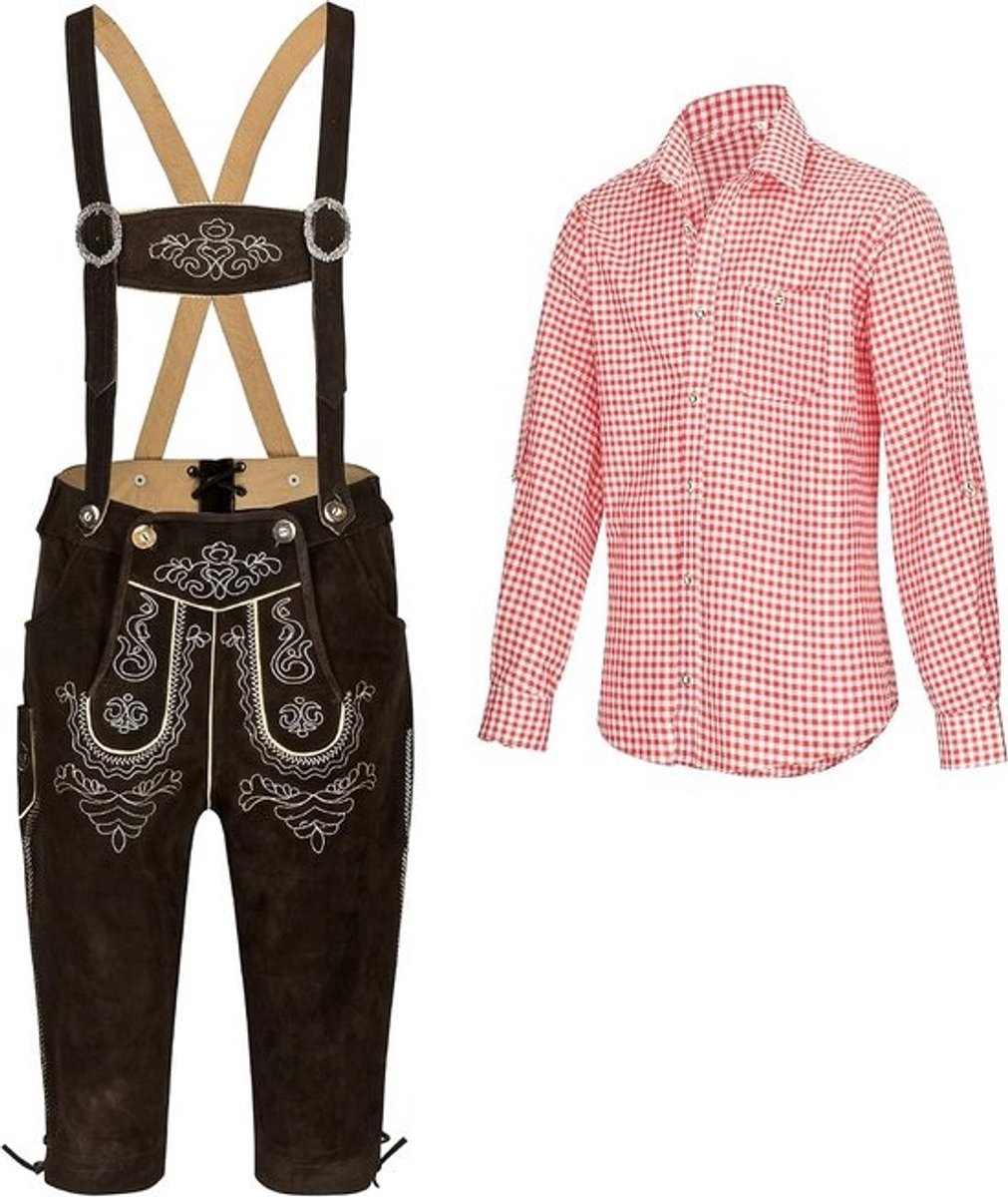 Traditionele Lederhosen voor Heren met Geruit Hemd