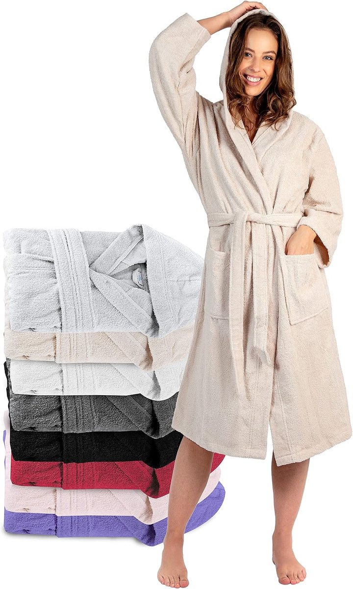 Accessoires voor Donna met Cappuccio in Spugna Certificaat Oeko Tex - 2 Zakken, Cintura - Vestaglia - voor gebruik in Doccia, Absorptie en Comfort