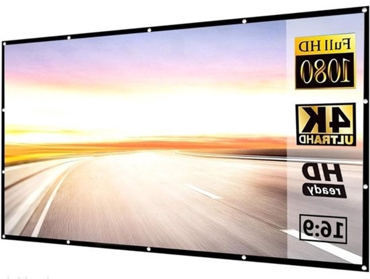 Projectiescherm - Opvouwbaar scherm - Thuisbioscoop creëren - Vlak en rimpelvrij - 30 inch - Wit