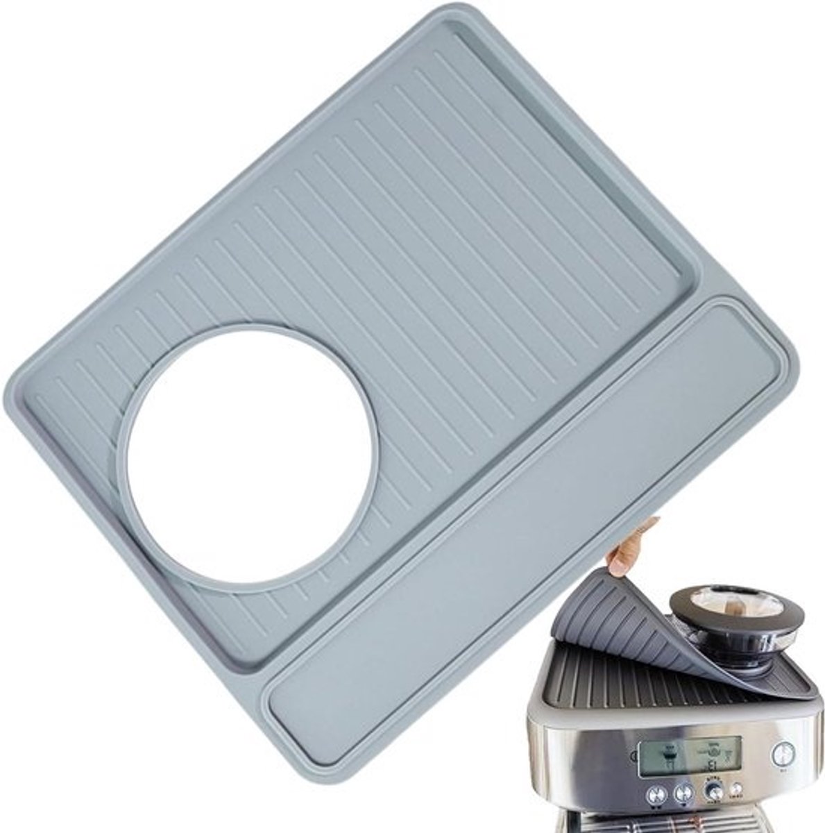 Nivelleringsmat Koffie - Antislip Onderlegger - Koffie Bereiden - Stofdicht Ontwerp - 25 x 5.5 cm - Grijs