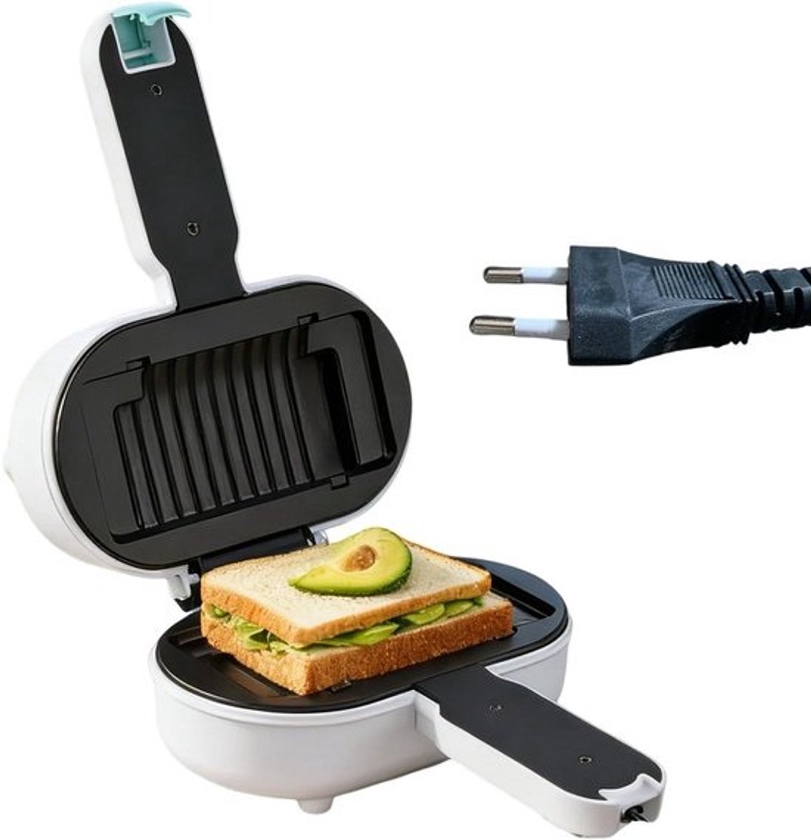 Elektrische Grill - Wafelijzer Pers - Snelle Maaltijden - Constante Warmte - 25x12x25 cm - Wit