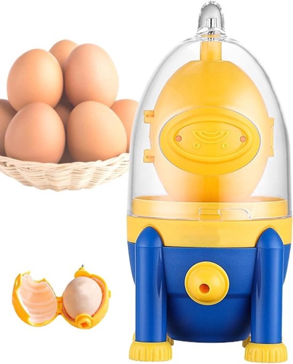 Eiershaker - Eidooiermixer Gouden Ei - Ontbijt Maken - Trekkoord Bediening - 17 cm Hoog - Wit