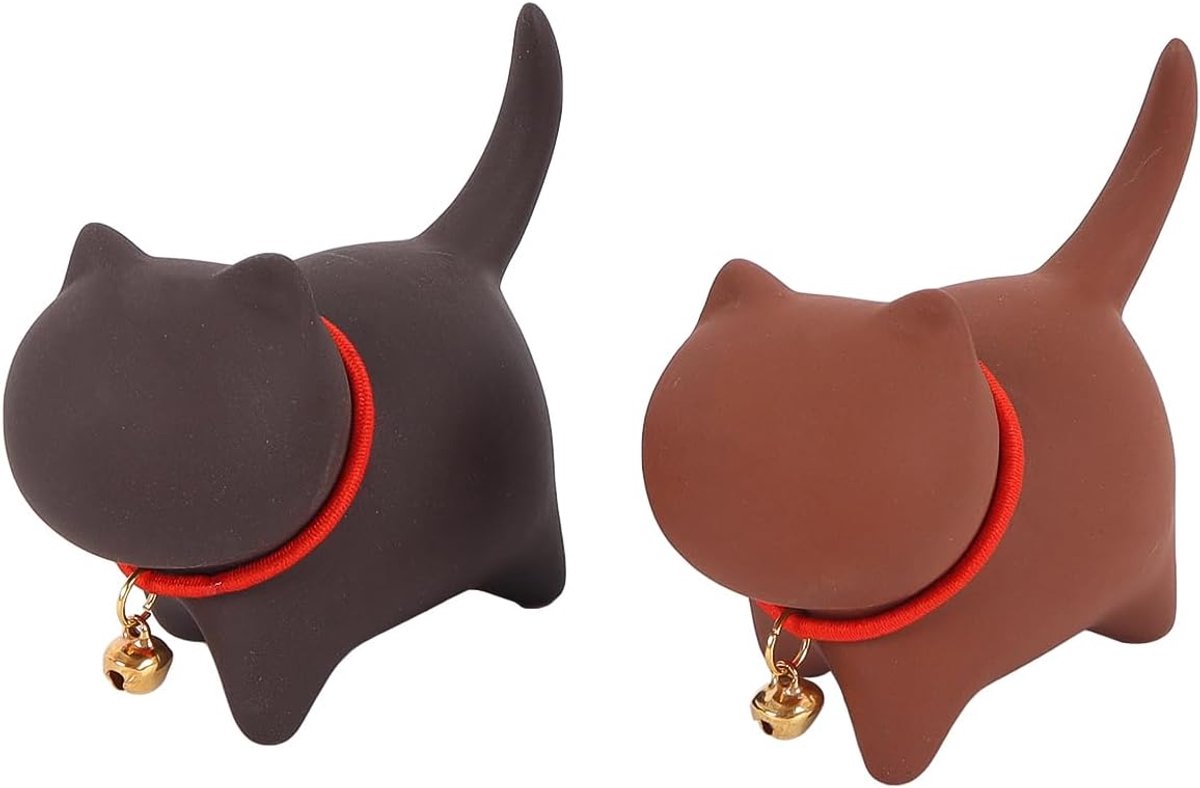 2 stuks schattige kittens als theehuisdier, handgemaakt Zisha kleiornament, geschikt voor thuis, op kantoor of als cadeau voor theeliefhebbers.