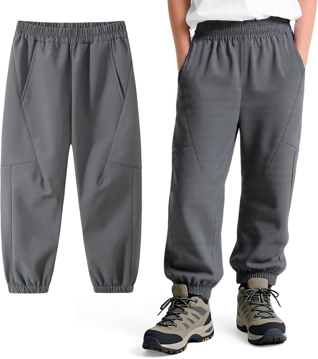 jongens softshellbroek met fleecevoering Kinder winter waterdicht winddicht wandelbroek Licht Warm Elastische tailleband Trekkingbroek Thermobroek Outdoorbroek Sport Modderbroek, maat 116-164