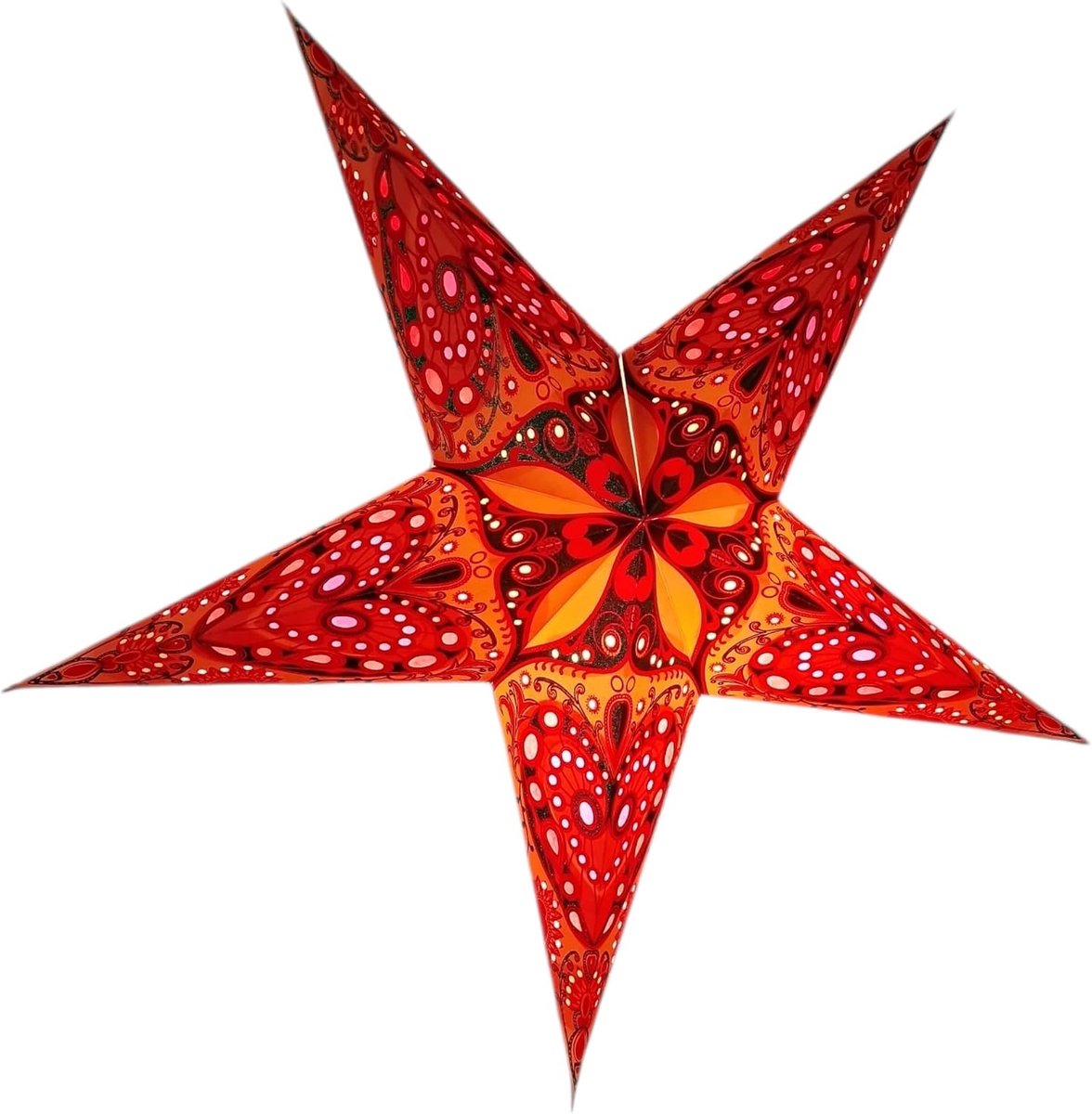 Lampschaduw Papieren Ster Lichtschaduwen Groot 60cm Hangende Decoraties voor Kerstmis Bruiloft Huisdecoratie Verjaardag Feest Opvouwbare 5-puntige Ster (Glitter Oranje, Groen, Roze)