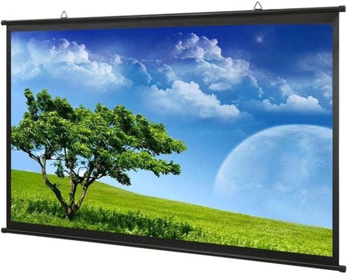 Projectiescherm - Uitschuifbaar Scherm - Thuisbioscoop Creëren - Handmatig Rolluik - 72 Inch - Zwart