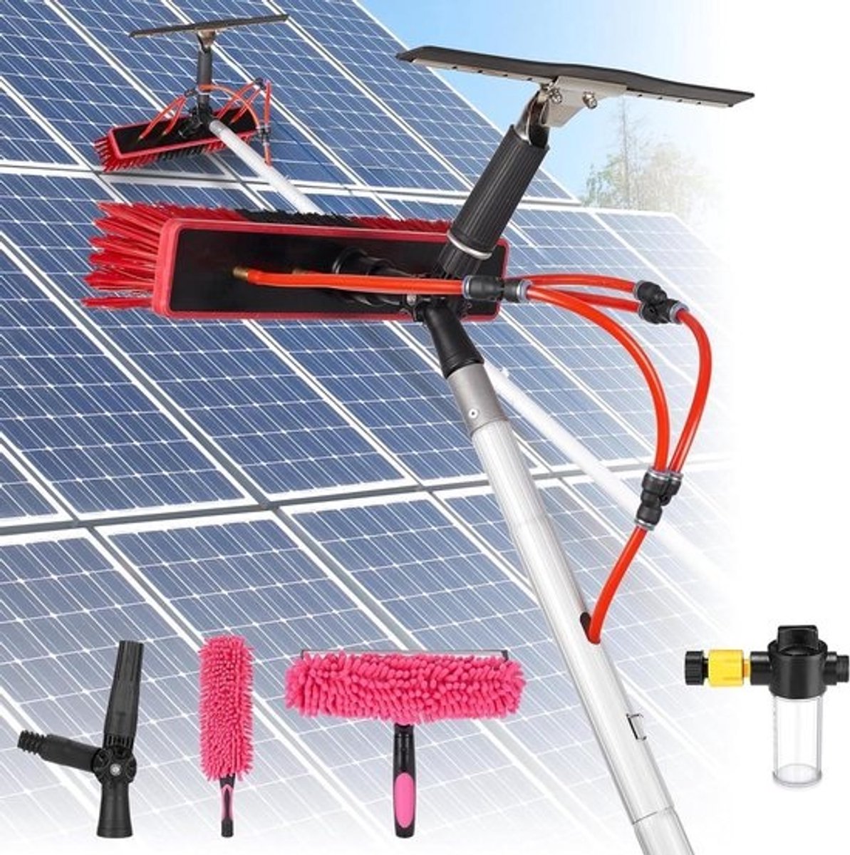 Raamreinigingsset - Waterstang Set - Ramen Schoonmaken - 4-in-1 Gereedschap - 8 meter - Aluminium