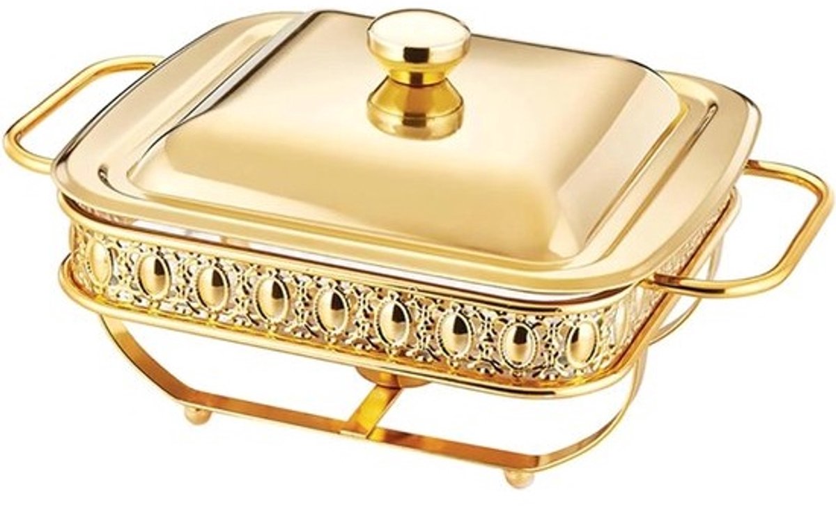 Voedselwarmer Set - Buffet Schotel - Feestelijk Serveren - Luxe Roestvrij Staal - 2 Liter - Goud