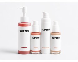 SUPERB The SUPERB 4 - Complete Huidverzorgingsset voor alle huidtypen - Cleanser, Peptide Serum, Moisturizer & Minerale SPF 30 - 4-delig