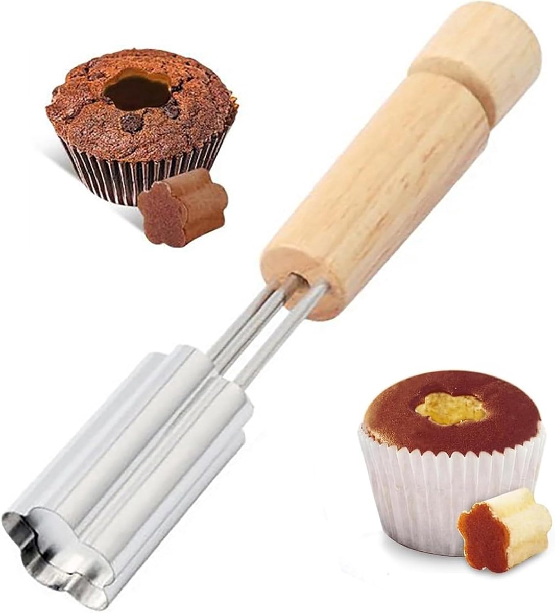 Corer Tool Roestvrij Staal Bloemenontwerp - Herbruikbare Bakpons voor Vullingen Langdurige Cupcake Gatsnijder & Cake Uitholgereedschap