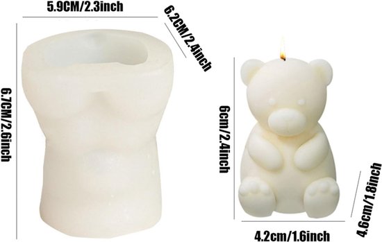 3D Teddy Beer Siliconen Mal, Schattige Dieren Kaarsenmal voor het Maken van Kaarsen, Fondant Chocolade Aromatherapie Zeep Mal voor Handgemaakte Cadeau Huisdecoratie — afbeelding 2