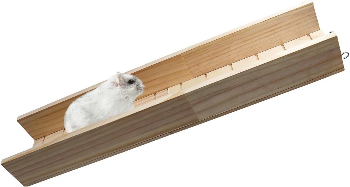 Klimbrug en Ramp voor Hamsters, Loopbrug voor Kleine Huisdieren (Cavia's, Eekhoorns), Accessoire 60 x 12.5 x 7 cm