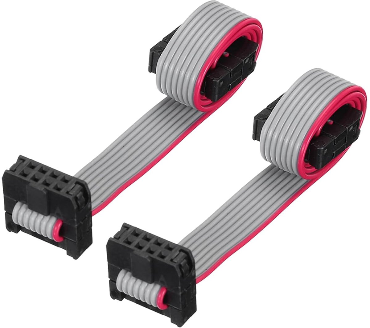 Connector 8 Pins Platte Kabel Lint Vrouwelijke Stekker Lengte 20 cm Stap 1,27 mm, 2 stuks, Grijs