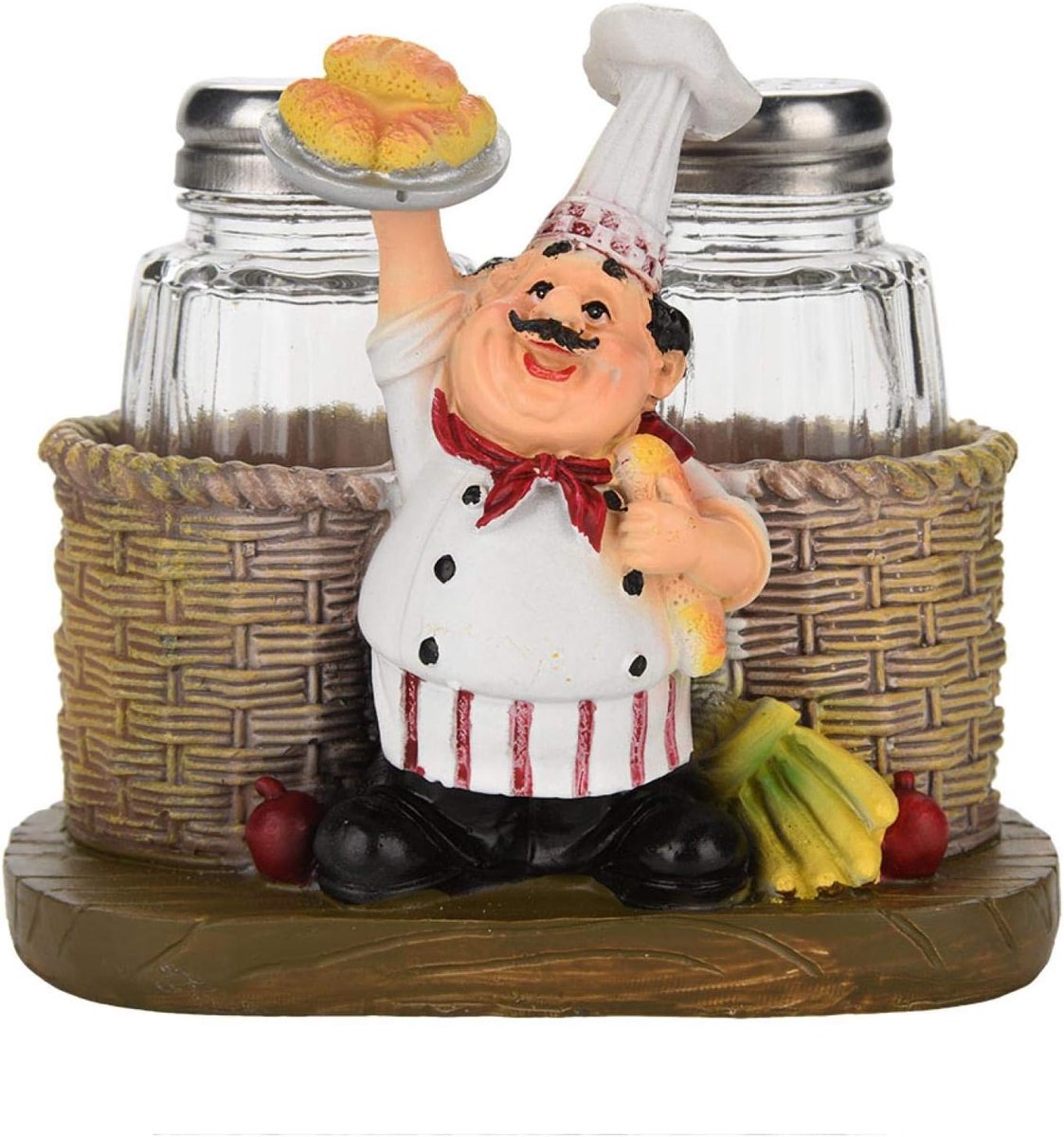 Chef Standbeeld Zout & Peper Fles Houder Ornamenten Home Decor Keuken Hars Ambachten Stijlvolle Collectible Beeldjes Voor Thuis Keuken(B)