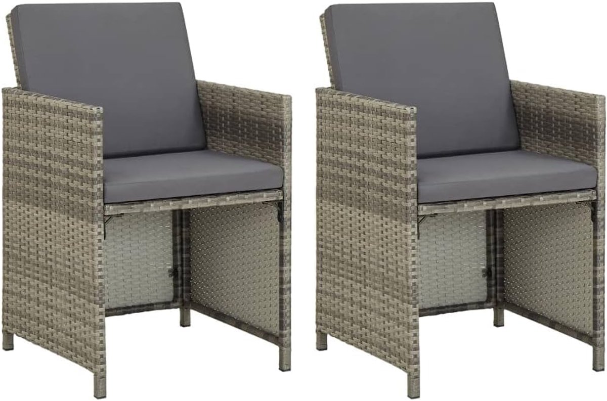 Tuinstoelen 2 stuks met kussens grijs