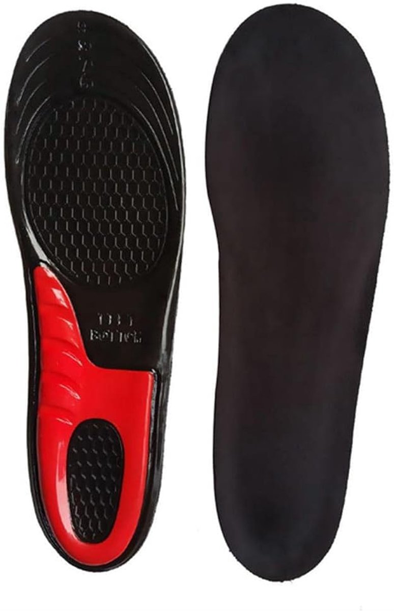 Silicone Gel Insoles Sole Padded Orthotic Pad Massaging Shoe Shock Absorption Arch Support Insoles-Black,L Eu42-46