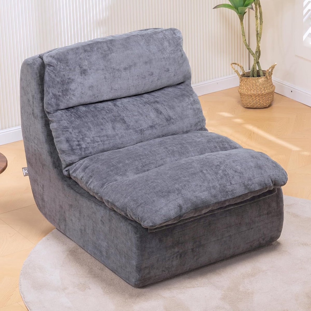 Futon Bank voor woonkamer, met diepe zitting, enkele bank, schuimligstoel, geen montage voor slaapkamerappartement, corduroy, grijs