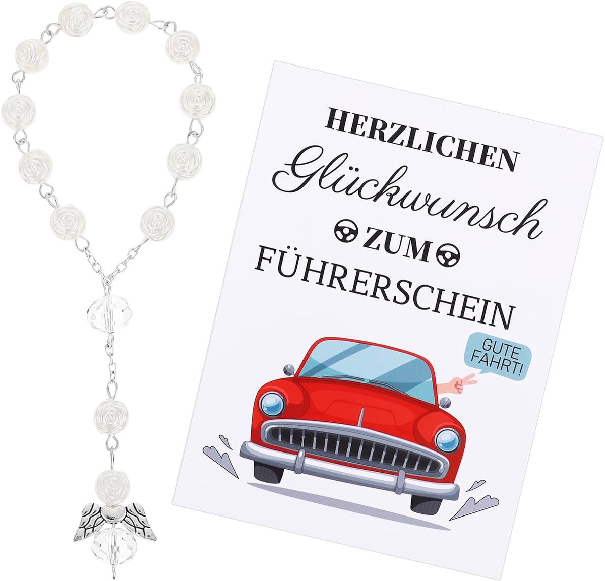 Geslaagd cadeau, beschermengel auto, auto-accessoires, interieur, autospiegel, aanhanger, geluksbrengerauto, engelhanger, rozenkrans, auto, Guardian Angel
