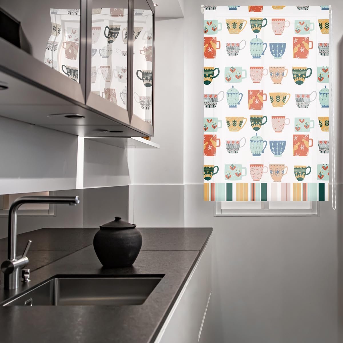 Digitaal | Transparant rolgordijn met digitale print, model thee, 120 x 180 cm (B x H), stofgrootte 117 x 175 cm, rolgordijn