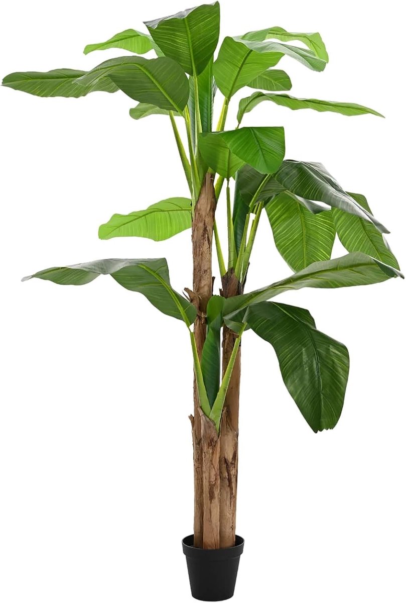 Kunstbananenboom, tropische kunstplant, stof en bamboe