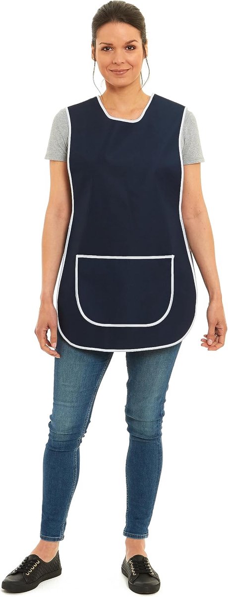 Effen kleur biezen ontwerp tabard schort overall voorzak stijlvolle tabellen voor vrouwen casual schorten voor vrouwen thuis keuken restaurants coffeeshops UK Made