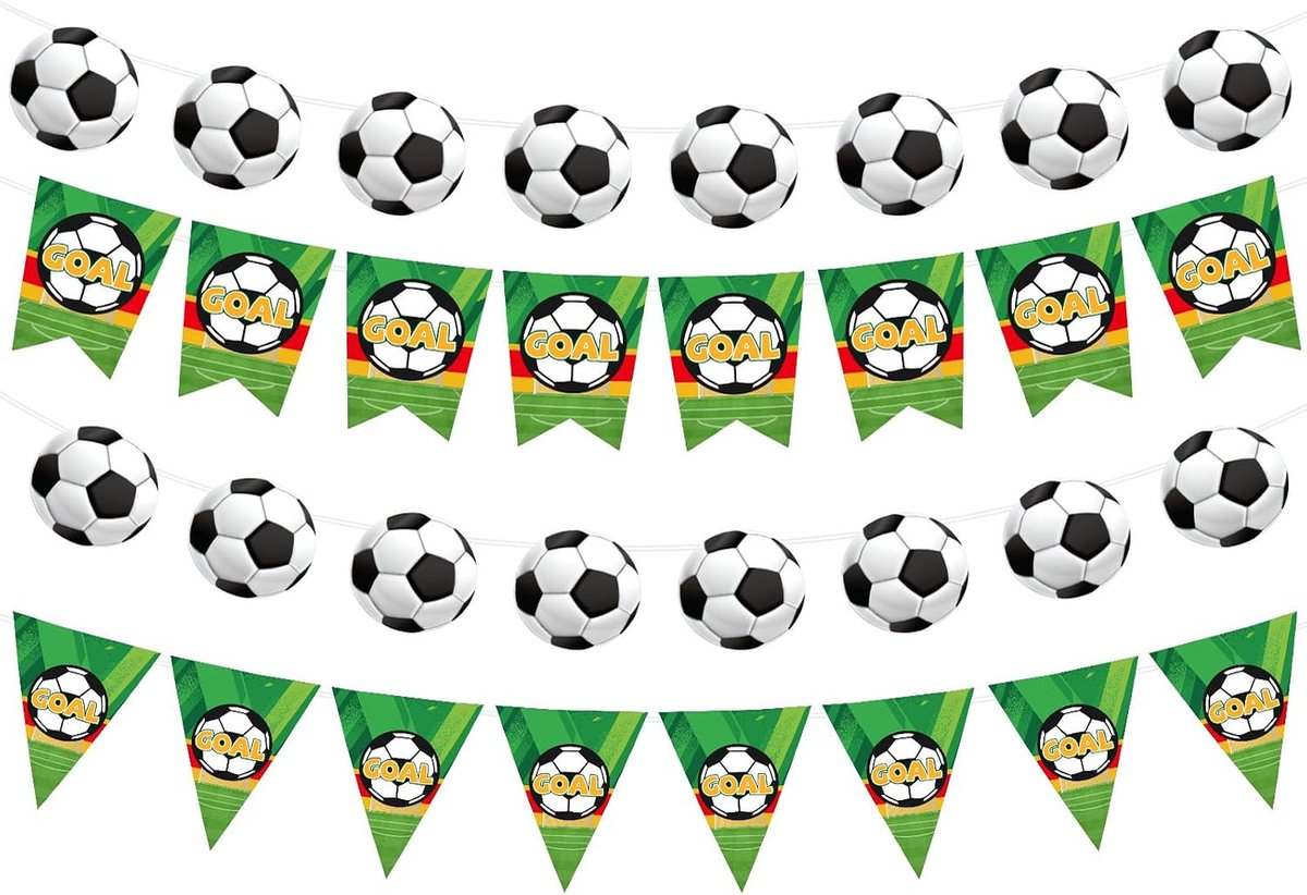 4st Voetbal Feestdecoratie Banners, Voetbal Banner met Hoekvlaggen en Wimpels Sportthema Verjaardagsdecoratie voor Thuis Klaslokaal en Partytasjes