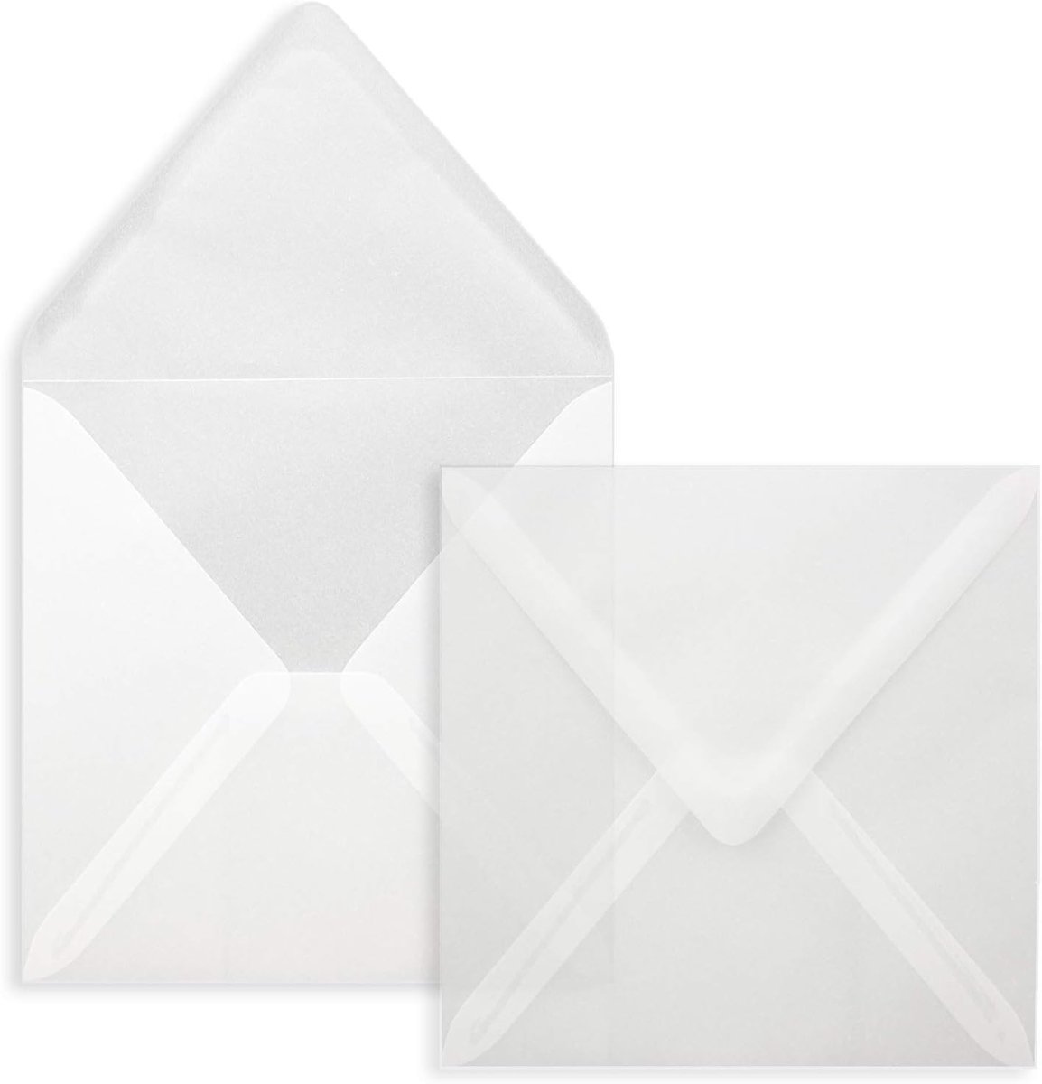 briefenveloppen zonder venster in transparant wit - 50 stuks - 15 x 15 cm - natkleef - Voor huwelijkskaarten, uitnodigingskaarten en meer - Serie FarbenFroh