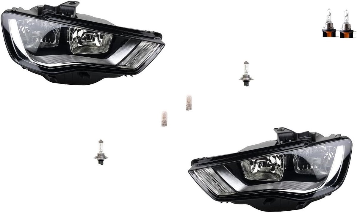 Koplamp halogeen geschikt voor Audi A3 8V 04/12- H15 lamp. Set links rechts