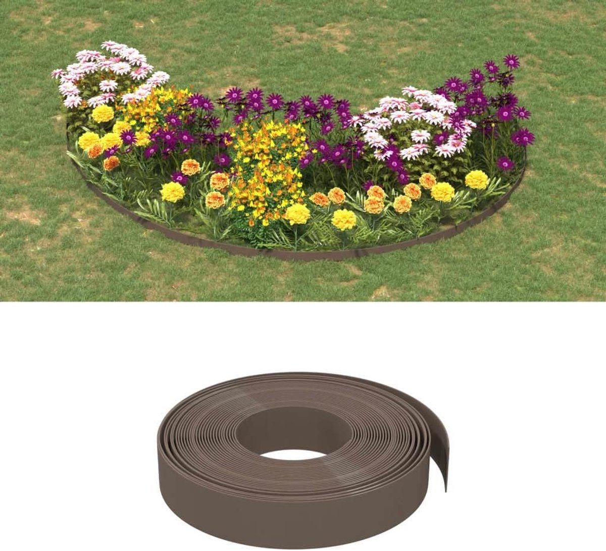 Tuinrand, bruin, 10 m x 10 cm, polyethyleen