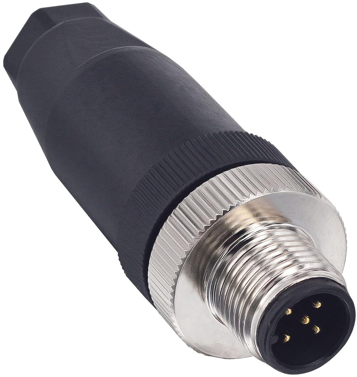 5-polig, A-code, IP67 waterdichte industriële sensorconnector met schroefdraad, rechte 12 mm ronde luchtvaartstekker