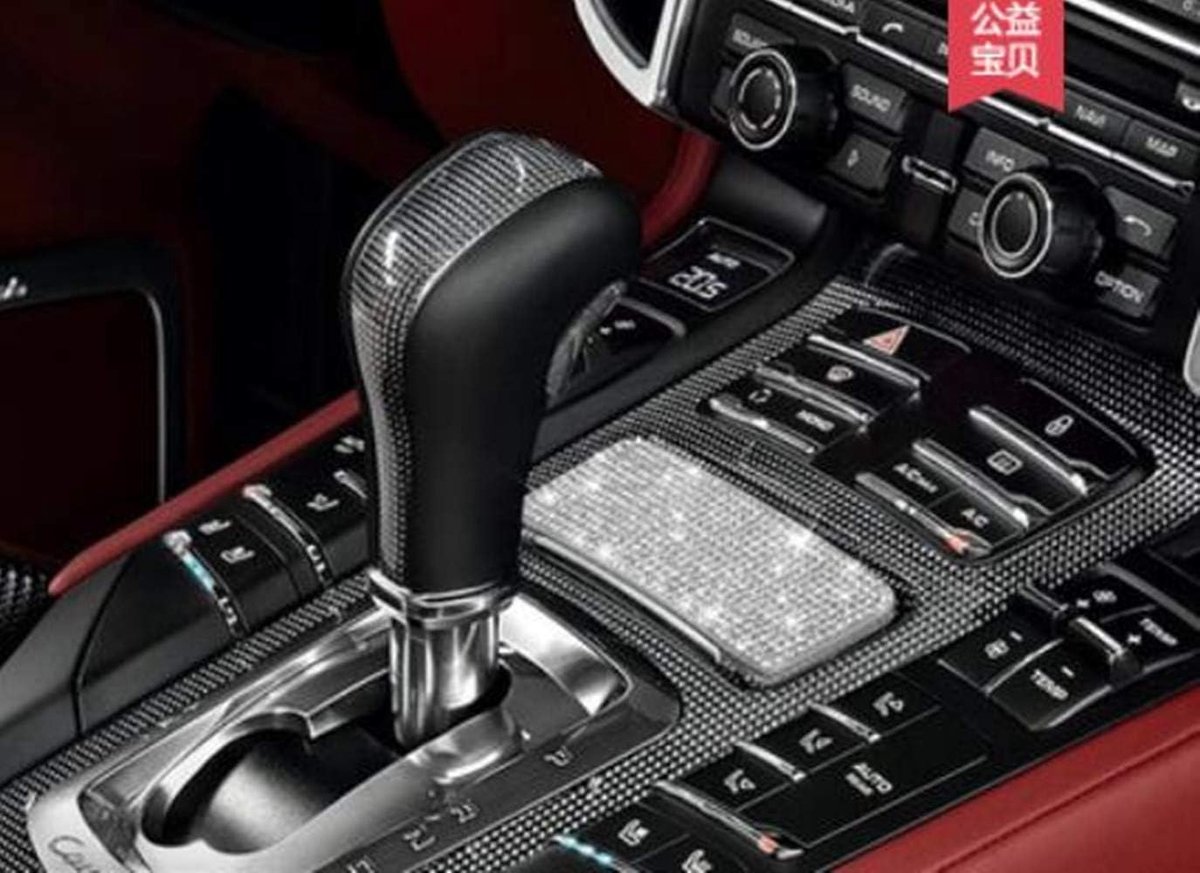 Interieur Strass Bling Accessoires voor Prosche Panamera Cayenne 911 Macan Boxster Accessoires Auto Interieur Elektromagnetische positie 3D Decals Strass Cover For Cayenne 2011-2017 ZILVER