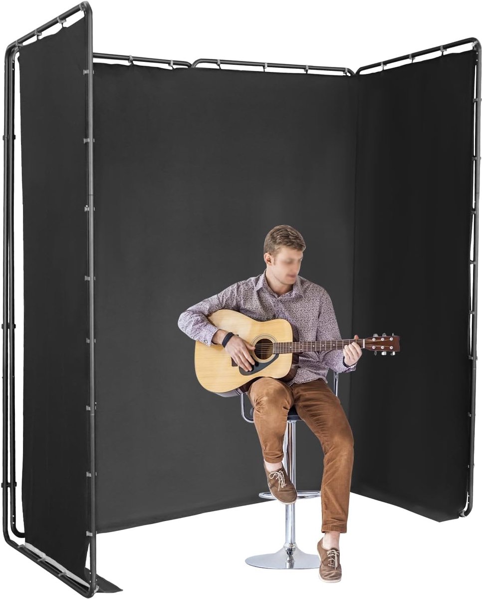 Scherm, backdrop-kit, 4 m x 2,4 m, backdrop-standaard, zware inklapbare achtergrond, foto-videostudio, achtergrondstandaard, kit voor fotografie, live streaming (zwart)
