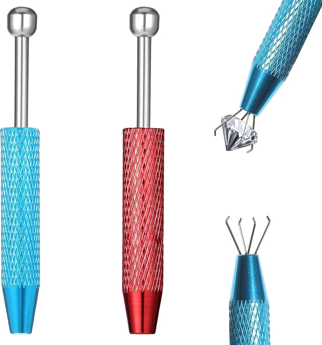 2 stuks piercing kogelopdraaier, roestvrij stalen piercing tang voor ballen 4 klauwen piercing hulp bij het wisselen van sieraden opnemingsgereedschap voor pick-up piercing bal elektronische
