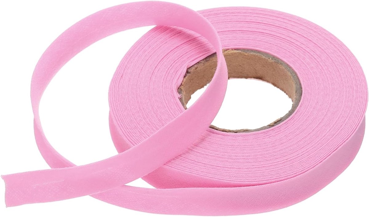 12 mm biasband met één vouw, doorlopende biasband van polyester en katoen voor naaien, knutselen, binden, stof, zoom handwerk (roze, 9 m)