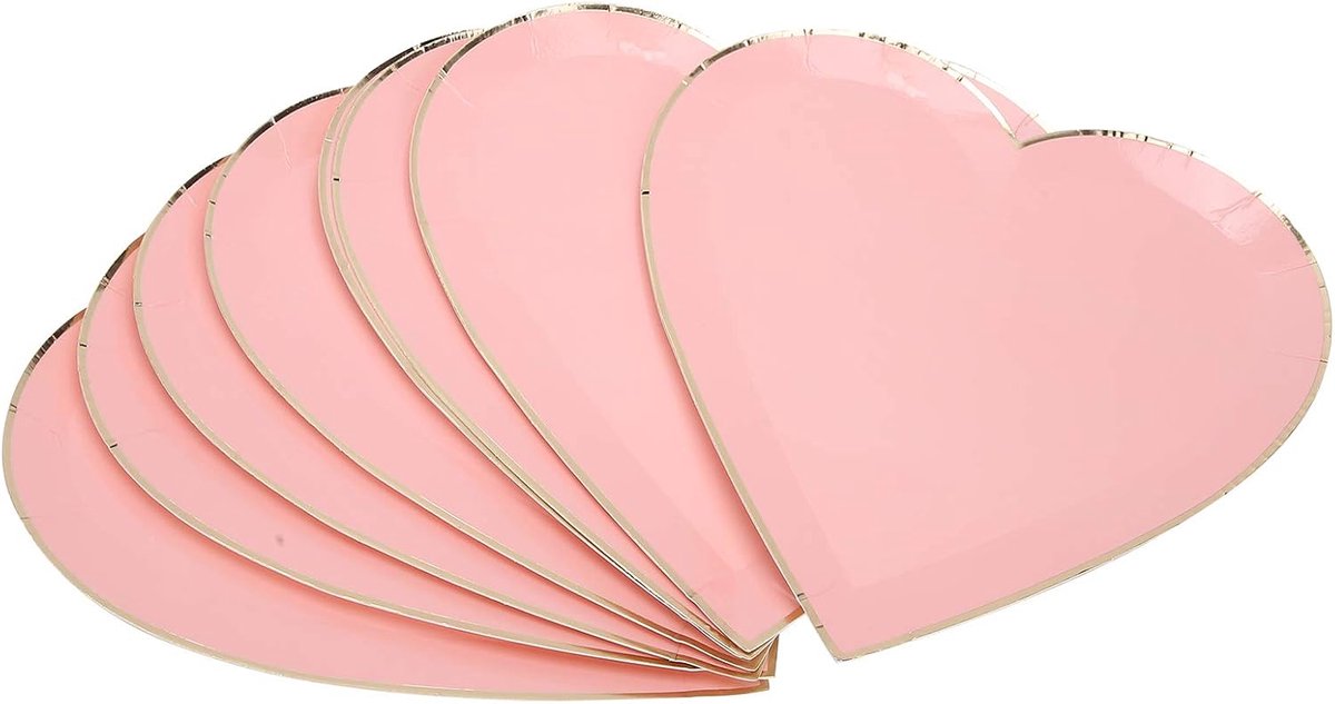 8 stuks Papieren Borden Rood Hart Vorm Feestborden Servies Borden Decoratie voor Moederdag Valentijnsdag Bruiloft Feestartikelen(roze)
