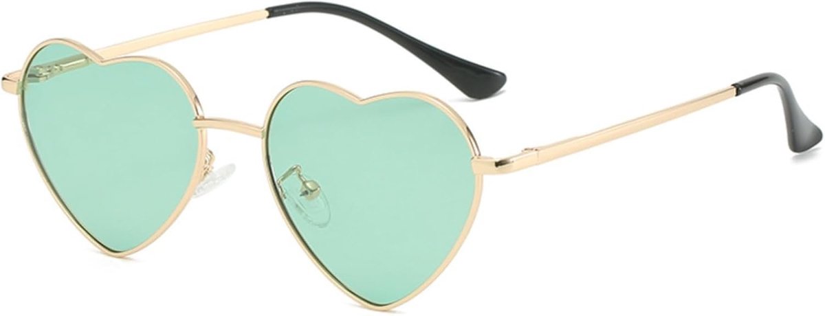 Hartvormige zonnebril voor dames, vintage metalen frame, leuke glazen voor feestjes en festivals