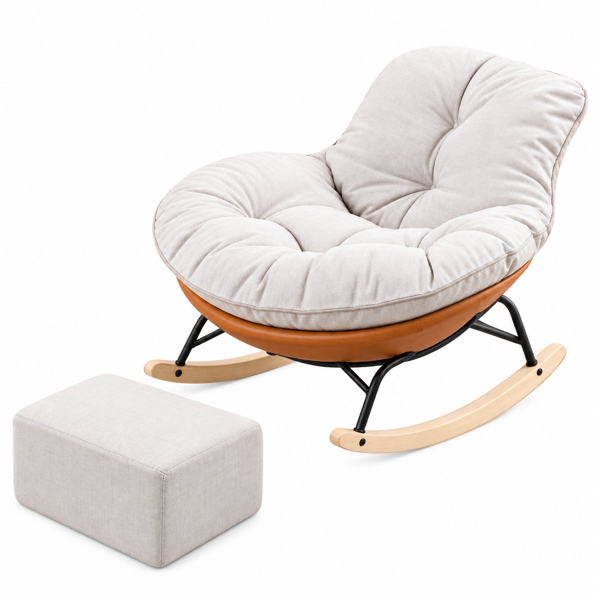 VILIMA - Ergonomische stoel - Schommelstoel - Voetensteun - Loungestoel - Fauteuil - Modern - Maximaal comfort - 90×90×80 cm