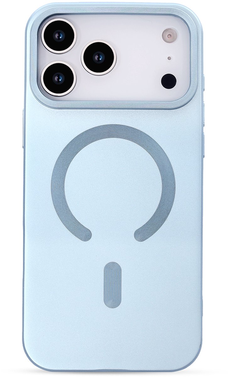 Casemania Hoesje Geschikt voor Apple iPhone 18 Pro Max - Licht Blauw - Matte Siliconen Back Cover - Geschikt voor MagSafe