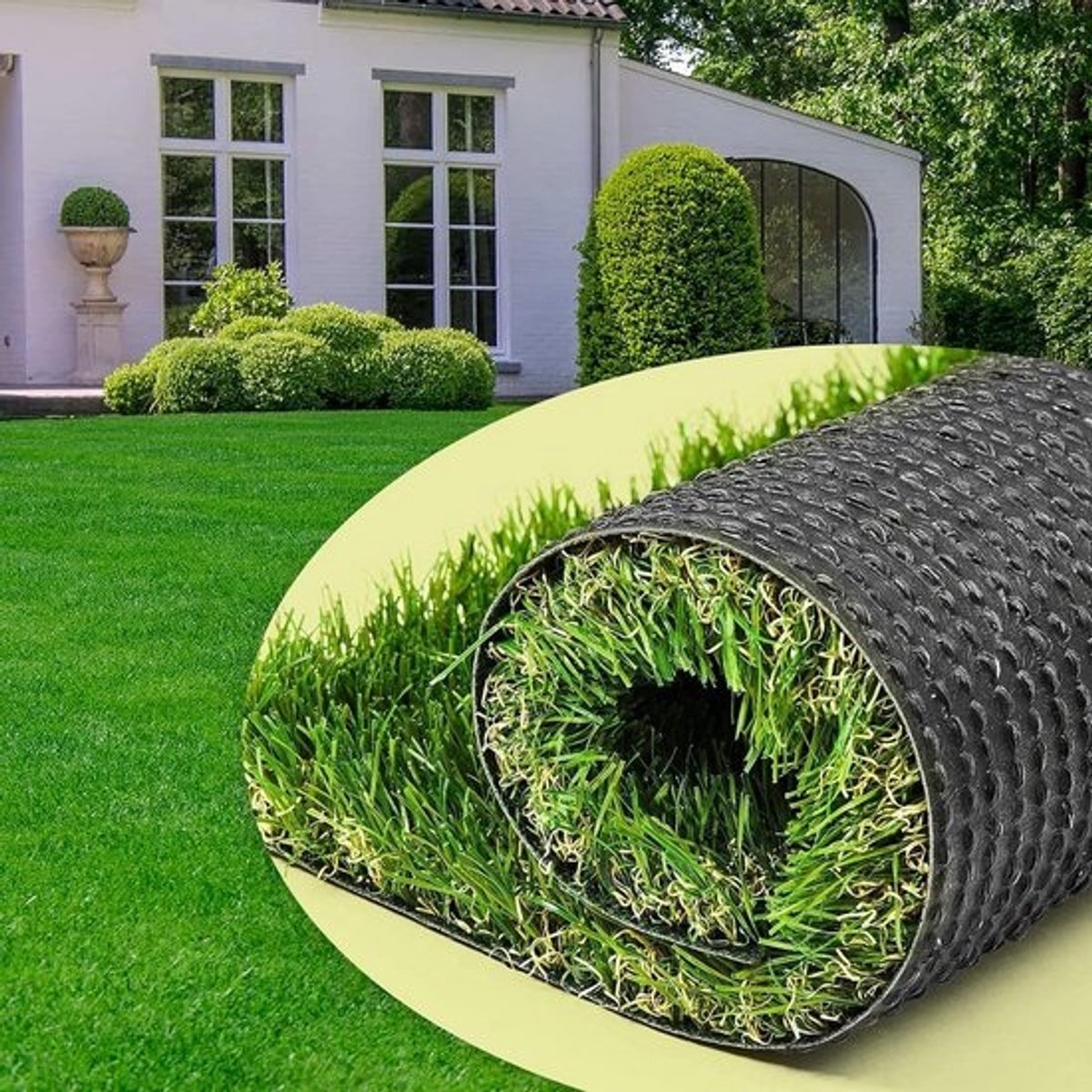 Kunstgras 3 x 5 voet, 3,5 cm hoog, voor buitengebruik, laag onderhoud