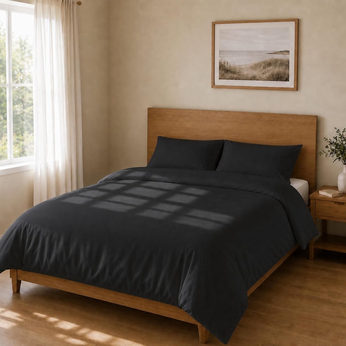 Dekbedovertrek Set 260x240 + 45x75 2PCS, Zwart