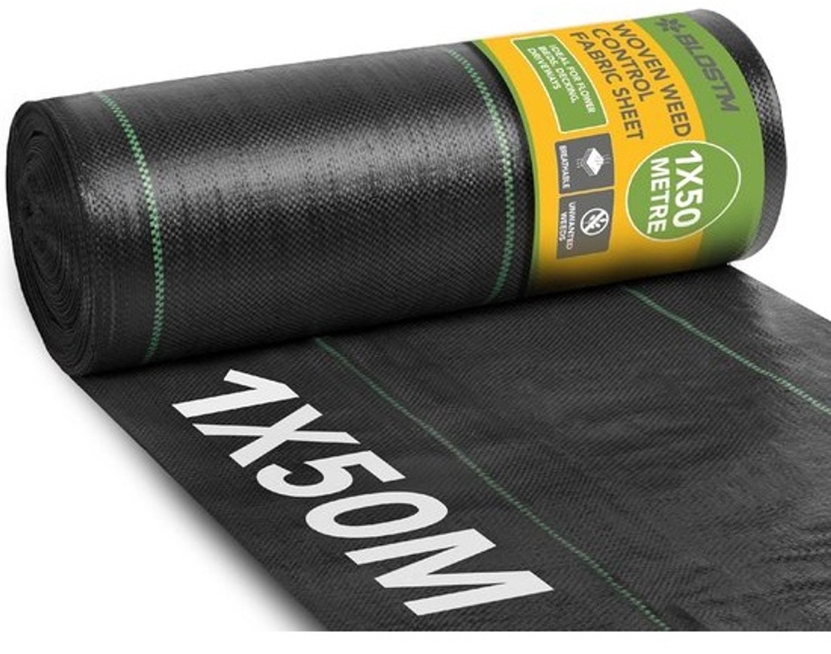 Wegkruipend onkruidvlies Gronddoek Zwaar - 1m x 50m - Anti-onkruiddoek Grind en Gazon Ondergrond