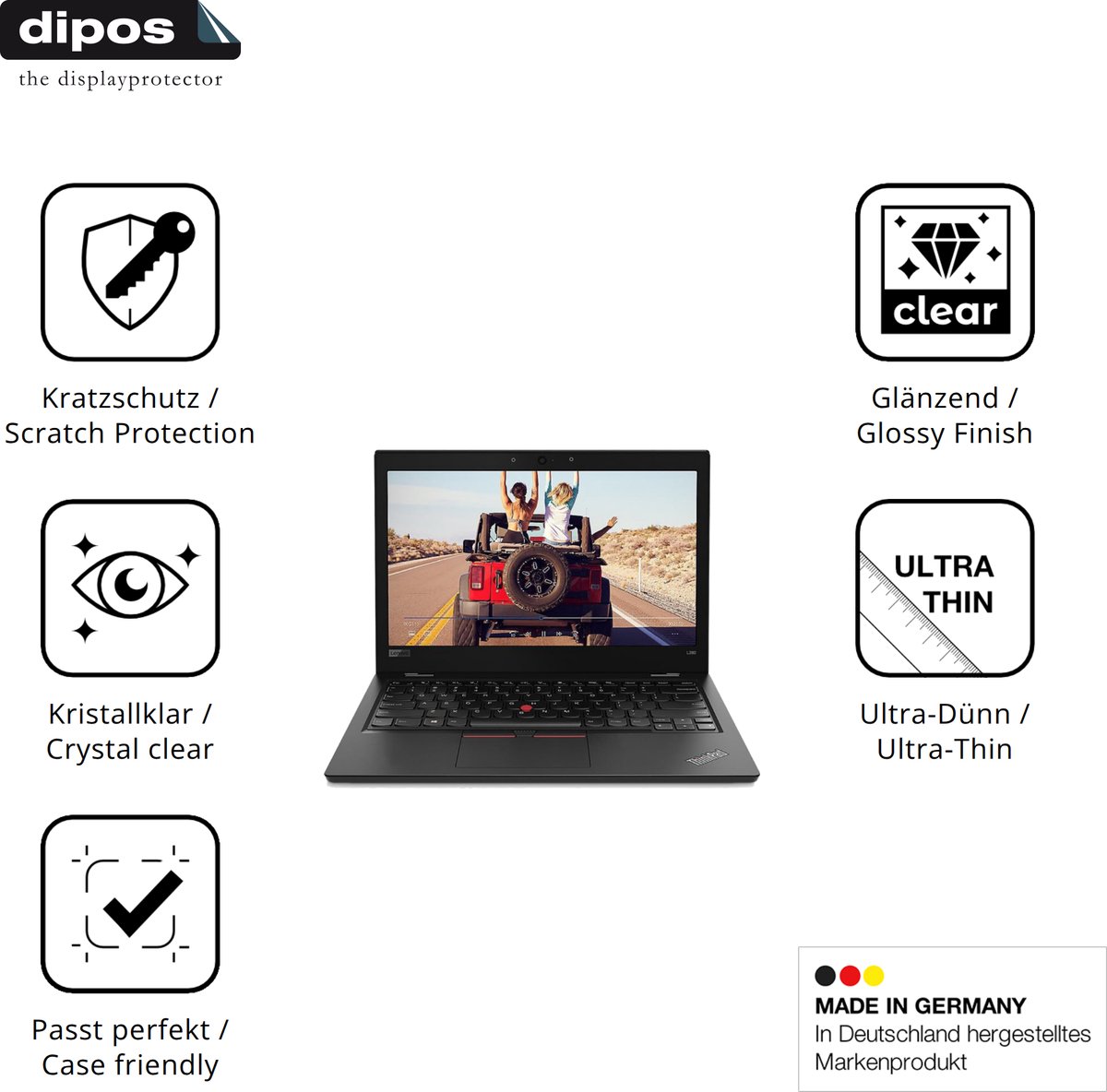 dipos – 2x Beschermfolie geschikt voor Lenovo ThinkPad L380 | Krasbestendige & heldere Screenprotector Ultra-Thin