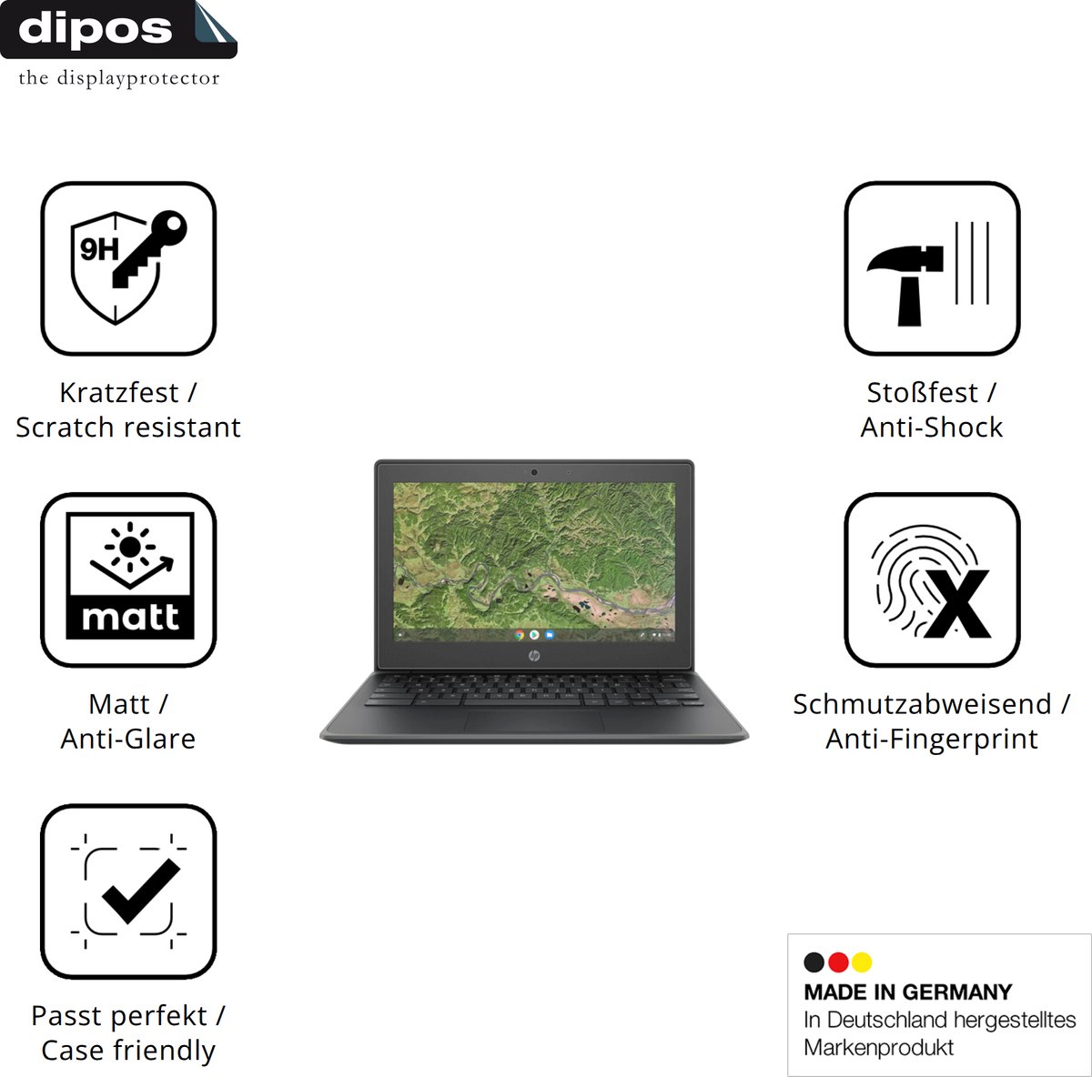 dipos – 2x Matte Pantserfolie geschikt voor HP Chromebook 11A G8EE | 9H Screenprotector