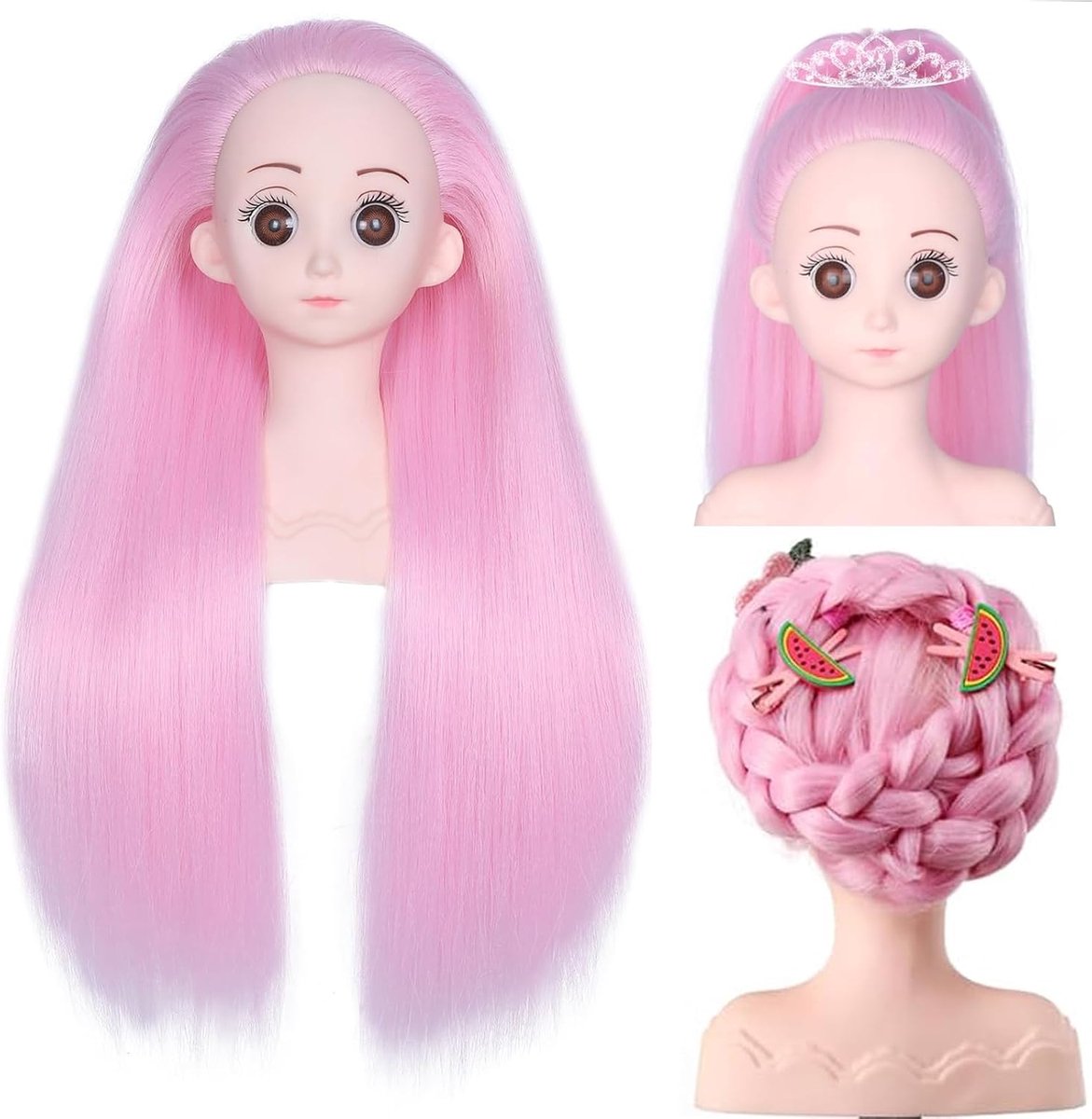 Hoofd met Haar 16 inch Cosmetologie Mannequin Hoofd om Kapsels Kapsels Pop Hoofd Training Hoofd voor Kapper