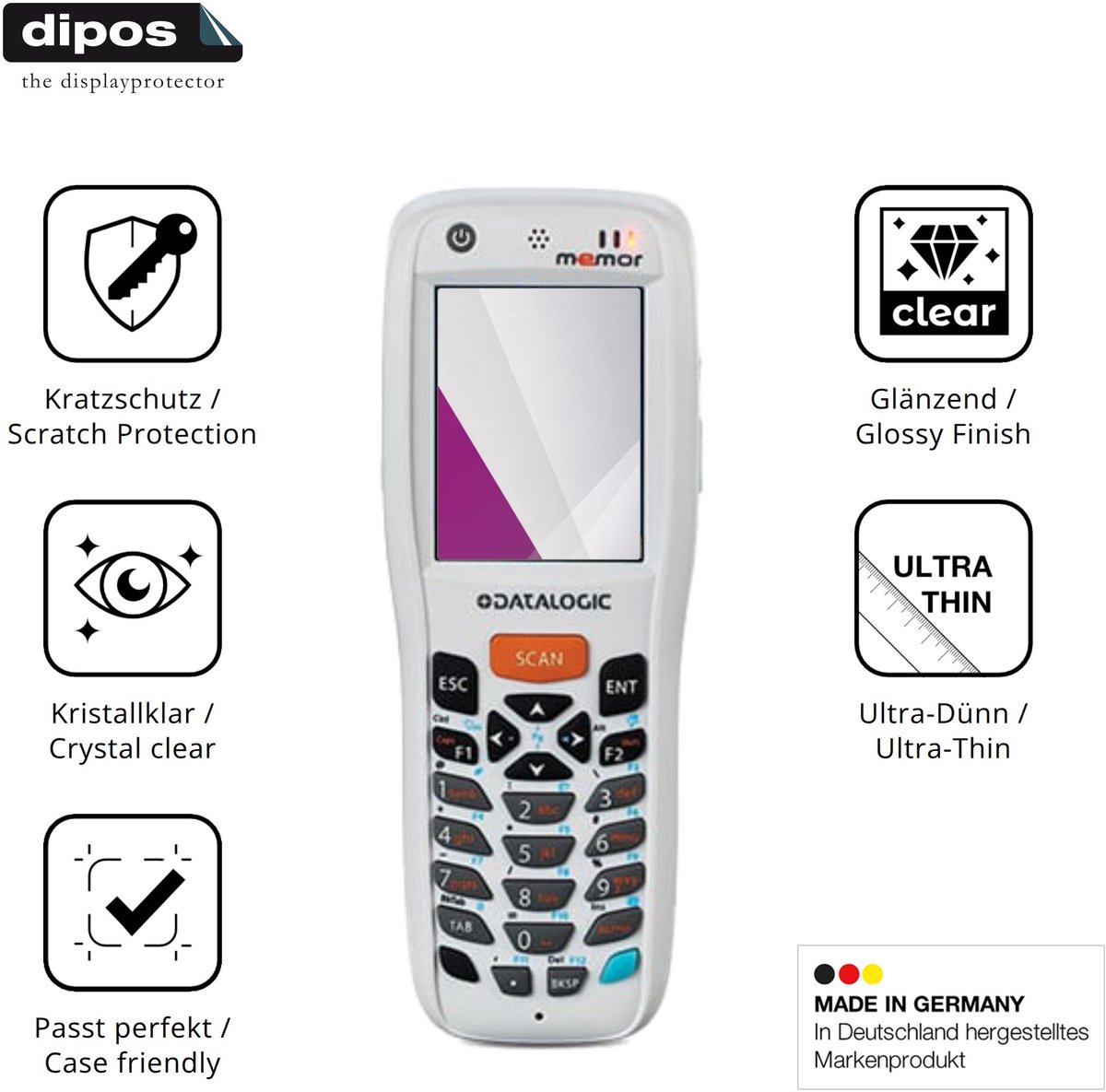 dipos – 4x Beschermfolie geschikt voor Datalogic Memor X3 | Krasbestendige & heldere Screenprotector Ultra-Thin
