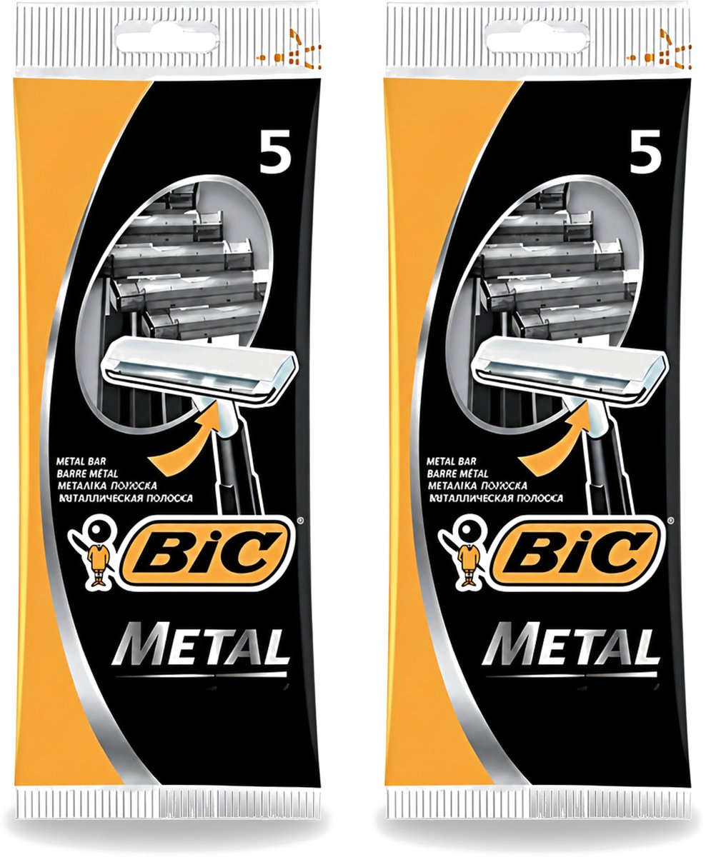 2 x Bic - Scheermesjes - Metaal - Enkel Mesje - Wegwerpmesjes - 5 Scheermesjes - Bulkverpakking - 2 stuks