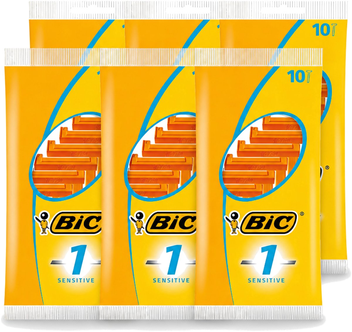 6 x Bic - Scheermesjes - Sensitive - Enkel Mesje - Wegwerpmesjes - 10 Scheermesjes - Voordeelverpakking - 6 stuks