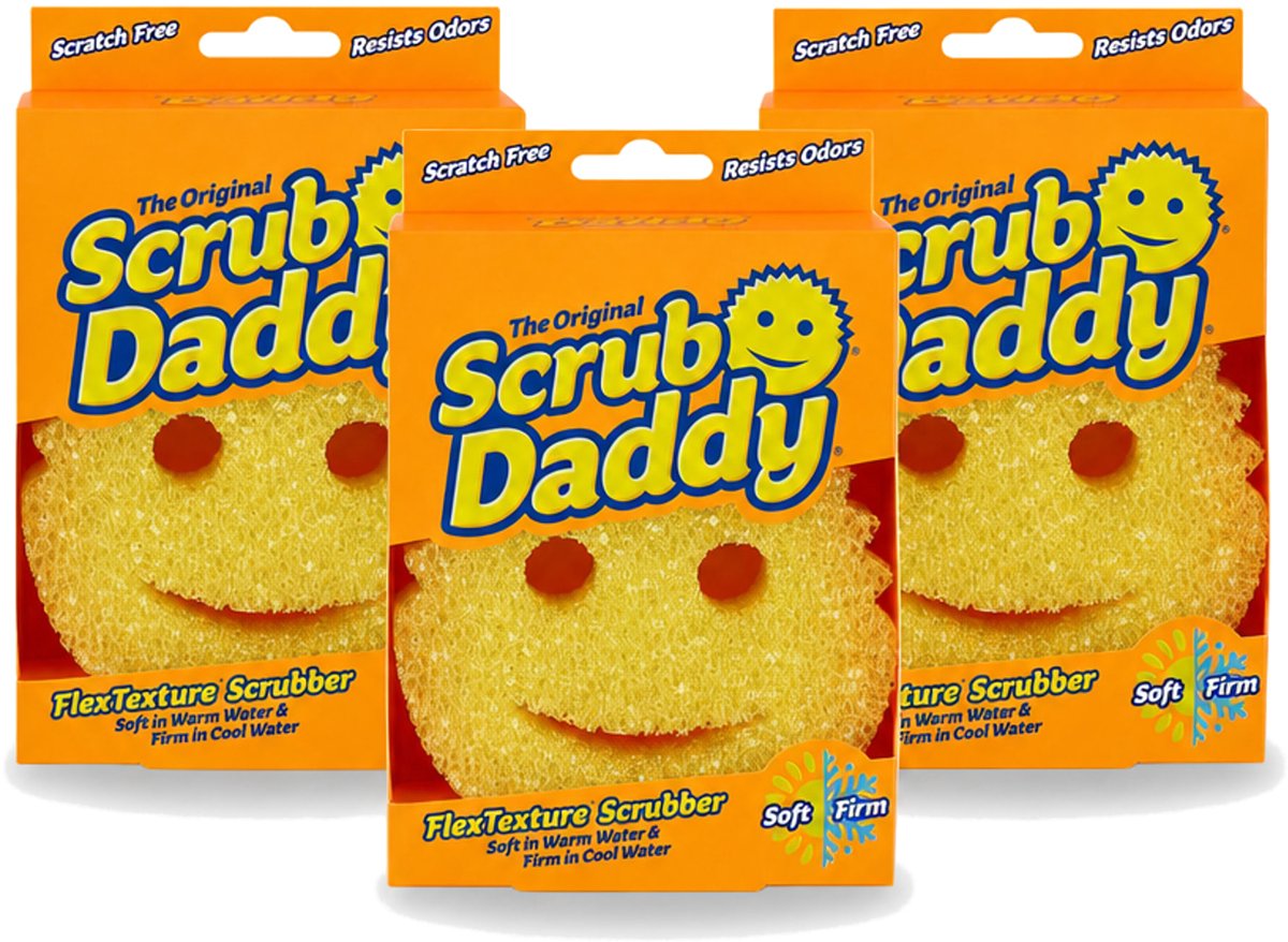 3 x Scrub Daddy - Spons - Veranderende Textuur - 1 Spons - Voordeelverpakking - 3 stuks
