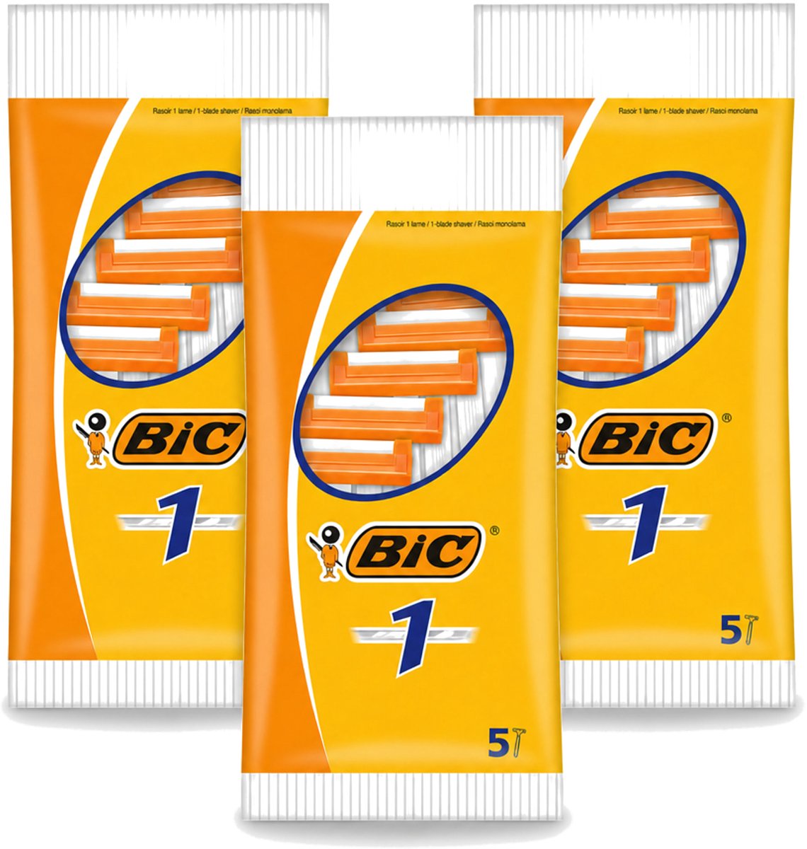 3 x Bic - Scheermesjes - Enkel Mesje - Wegwerpmesjes - 5 Scheermesjes - Bulkverpakking - 3 stuks