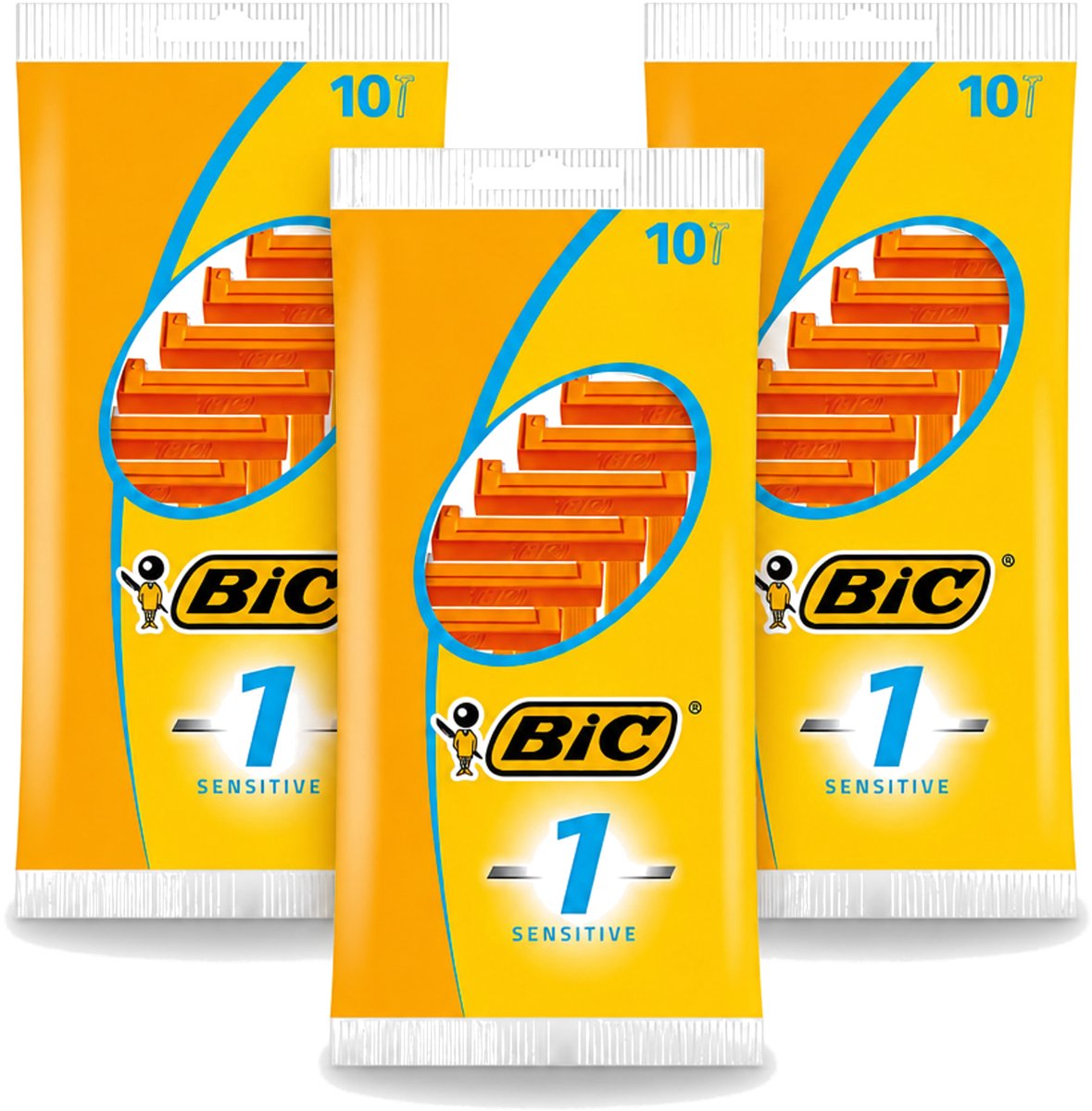3 x Bic - Scheermesjes - Sensitive - Enkel Mesje - Wegwerpmesjes - 10 Scheermesjes - Bulkverpakking - 3 stuks